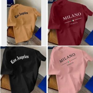 Code:2311 4 pcs Combo Stylish & Comfortable Fit Premium Drop Shoulder T-Shirt – Made from Premium China Fabric