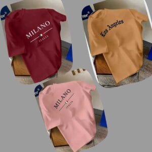 Code:2298 3 pcs Combo Stylish & Comfortable Fit Premium Drop Shoulder T-Shirt – Made from Premium China Fabric
