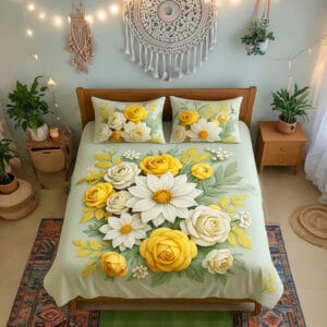 সাড়ে ৬/৭ ফিট বালিশ কভার সহ ওয়াটারপ্রুফ 3D প্রিন্ট বেডশীট - Code 107