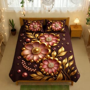 সাড়ে ৬/৭ ফিট বালিশ কভার সহ ওয়াটারপ্রুফ 3D প্রিন্ট বেডশীট - Code 108