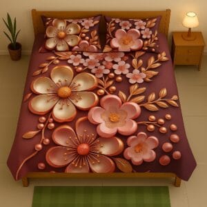 সাড়ে ৬/৭ ফিট বালিশ কভার সহ ওয়াটারপ্রুফ 3D প্রিন্ট বেডশীট - Code 102