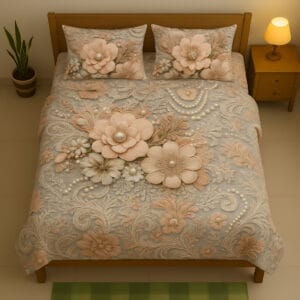 সাড়ে ৬/৭ ফিট বালিশ কভার সহ 3D প্রিন্ট বেডশীট - 105